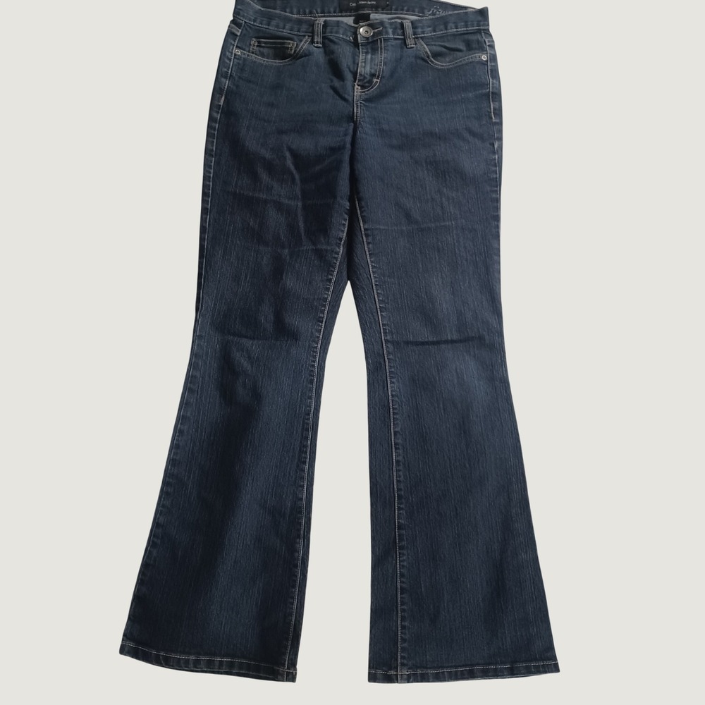 Calvin Klein Jeans Womens Size 10 Dark Wash Flare Leg Denim Blue Jeans